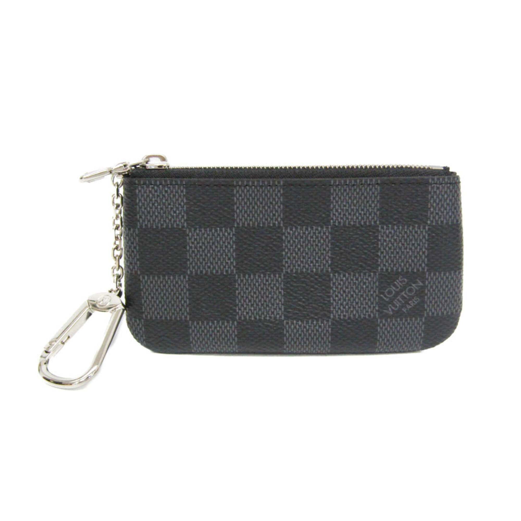 Louis Vuitton Damier Graphite Key Pouch N60155 Men's Damier Graphite Coin Pur...